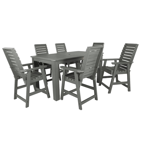 Highwood Usa Weatherly 7pc Rectangular Counter Height Outdoor Patio Furniture Dining Set 72 x 42 AD-ST7WL2CO4BA-CGE - main